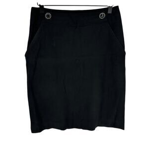 Banana Republic Black Mini Skirt Button Accents A-Line Workwear Y2K Casual 4